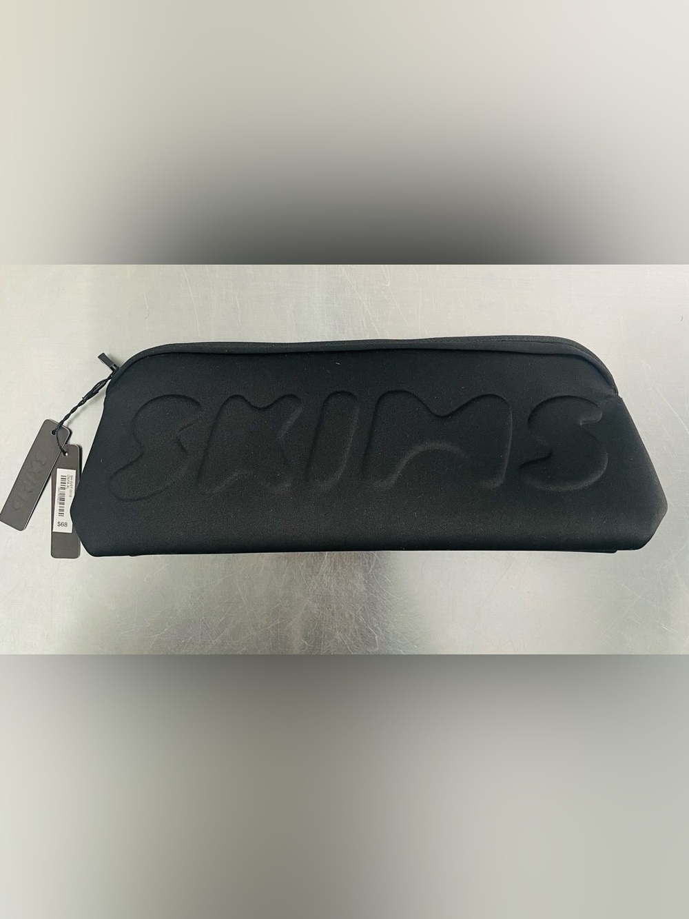 SKIMS NWT Long Black Neoprene Embossed Logo Pouch - Onyx Black - Picture 2 of 9